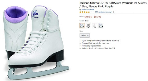 jackson ultima gs180 womens ice figure skates shoes