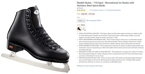 riedell 110 opal recreational ice figure skates