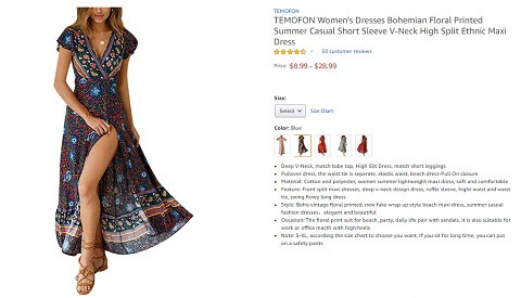 temofon bohemian floral printed v-neck high split ethnic maxi dress
