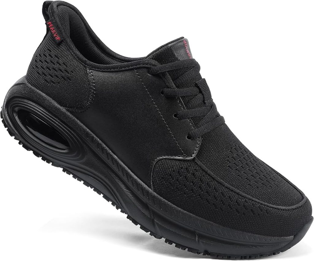 PEAKVIP Men's Wide Non Slip Work Shoes for Plantar Fasciitis with Arch Support